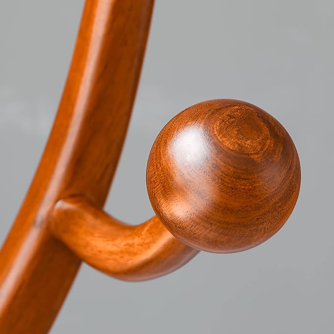 Coat Rack Freestanding Wood Tree Rack with 8 Hooks, Creative Design Tree Branch-look, Coat Tree Clothes Hanger Stand with Stable Sphere Base for Entryway, Hallway, Bedroom - Load 160lbs (Light Brown)-DeskLoop Office