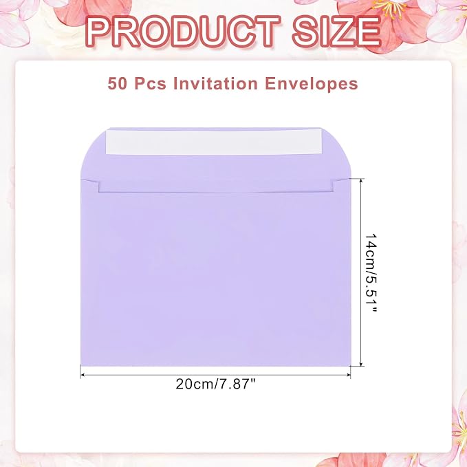 PATIKIL 7.5x5.5 Inch Invitation Envelopes, Light Purple - Image 2