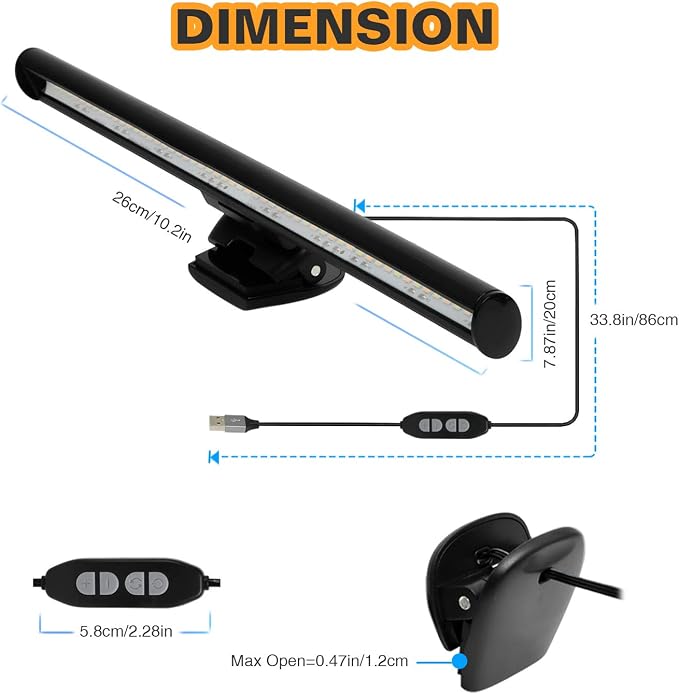 Monitor Light, Screen Light Bar Computer e-Reading LED Task Lamp, 3 Color Modes - Image 6