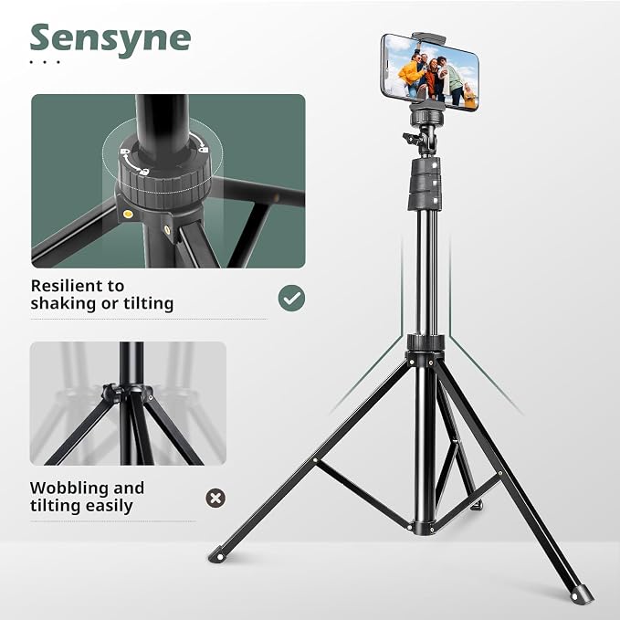 Sensyne 88" Phone Tripod, Selfie Stick Tripod - Image 5