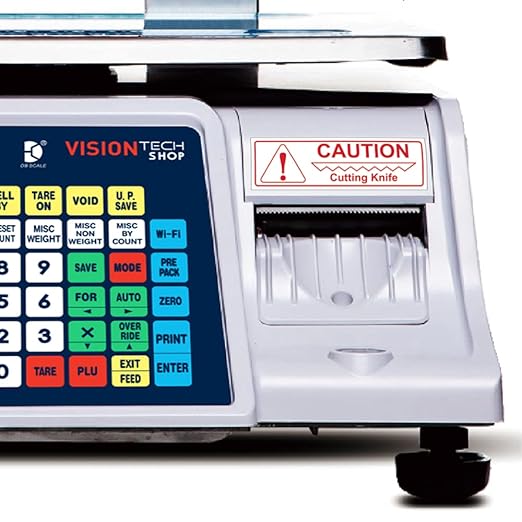 VisionTechShop DLP-300 Label Printing Scale Pole Display, 30/60lbs Capacity, 0.01/0.02lbs, NTEP Legal for Trade with a Free 1 case CAS LST-8020 UPC w/Ingredients Label, 58 x 60 mm-DeskLoop Office
