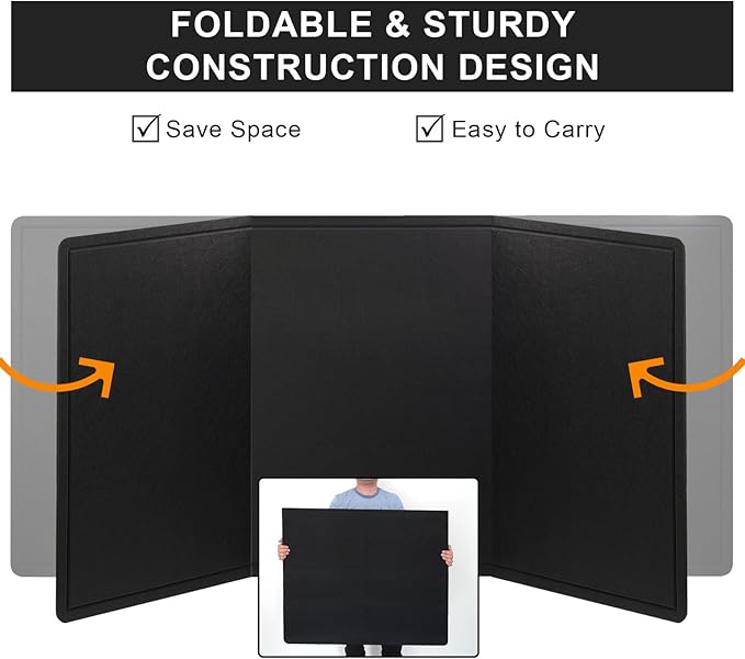 Extra Large Bulletin Board, 96 X 48 inches Cork Board with 30 Pushpin, 8' x 4' Felt Cork Board Notice Pin Board, Self-Adhesive Vision Board Mood Board Foldable Photo Board for Wall - Black-DeskLoop Office