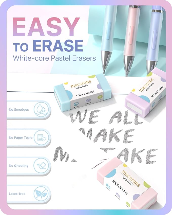 Four Candies Cute Pastel Mechanical Pencil Set, 6 Pack | 360 Lead Refills - Image 6