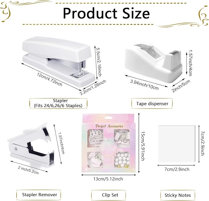 Office Supplies, Desk Accessories, Stapler and Tape Dispenser Set, 1000 Staples - Image 6