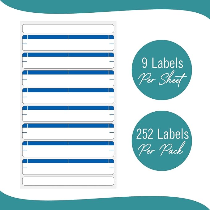 File Folder Labels 28 Sheets Light Blue File Labels a Total of 252 File Labels - Image 4