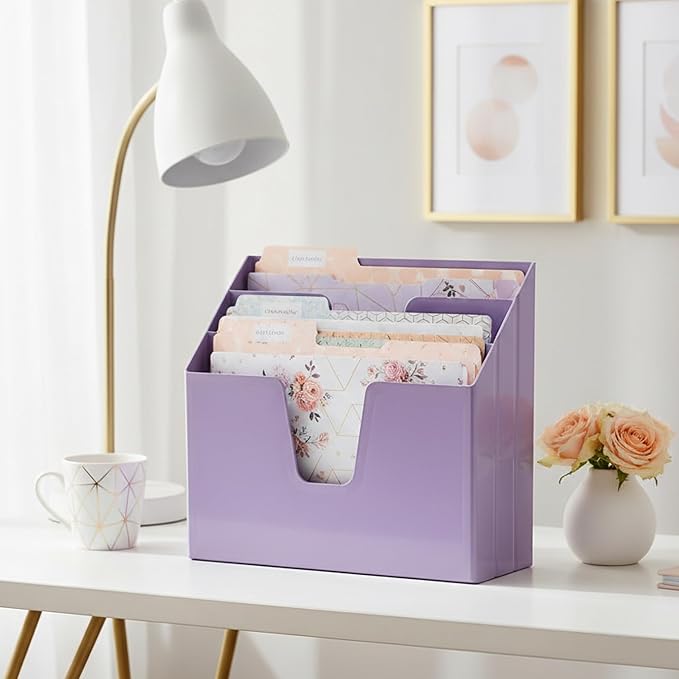 Acrimet Horizontal Triple File Folder Holder Organizer, Open Top Desktop - Image 7