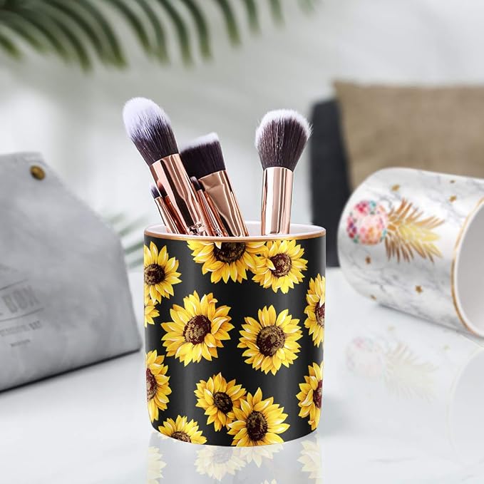 Pen Holder, Cute Pencil Holder for Desk, Makeup Brush Holder Floral Pattern - Image 6