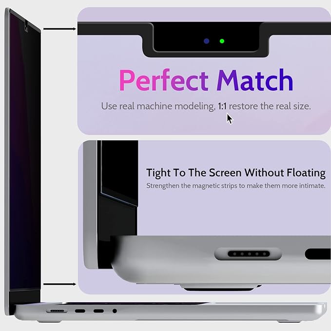Peslv Magnetic Privacy Screen for MacBook Pro 14 Inch, Removable Matte Blue - Image 6