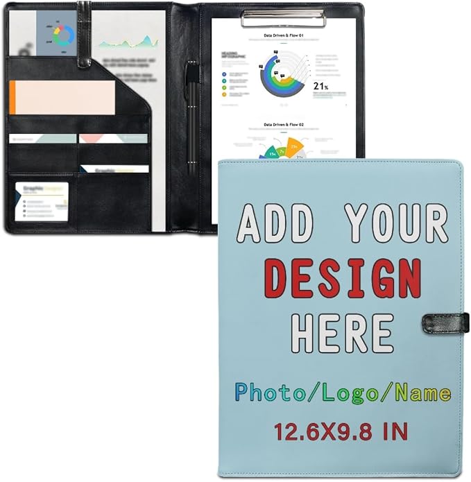 Personalized Padfolio with Logo Photo Name, Custom Business Portfolio Folder by LMPTOEI