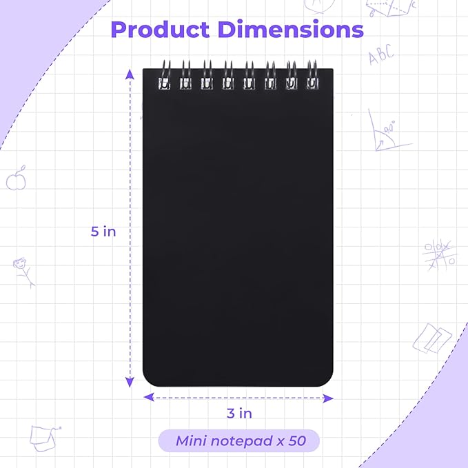 Small Spirals Notepads, 50 Pcs 3 x 5 Inches Mini Notebooks, 60 Sheets Mini Portable Pocket Notebook, Top Bound Notebook Memo Pads for Home Office School-DeskLoop Office