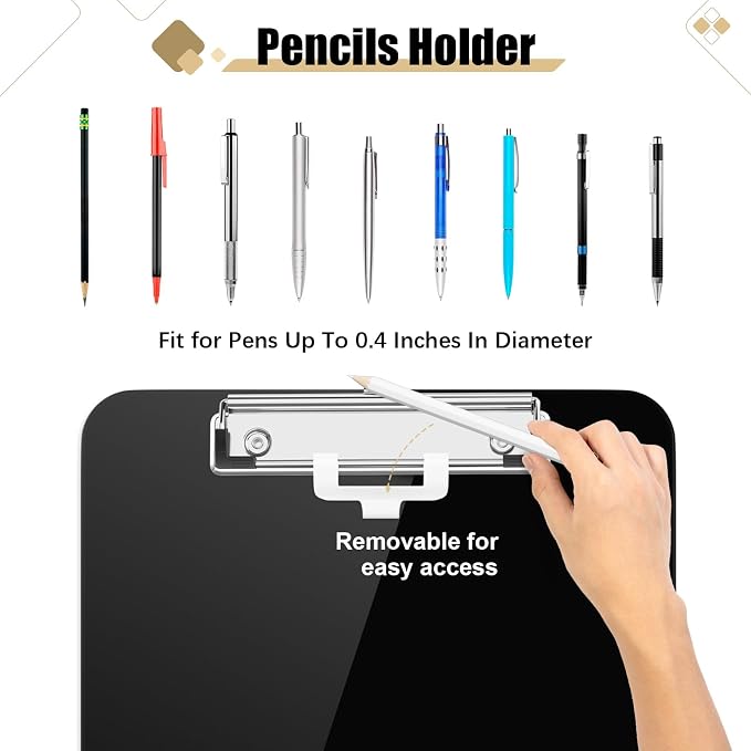 Hongri Plastic Clipboard with Pen Holder, Nurses and Women, Low Profile Clip - Image 2