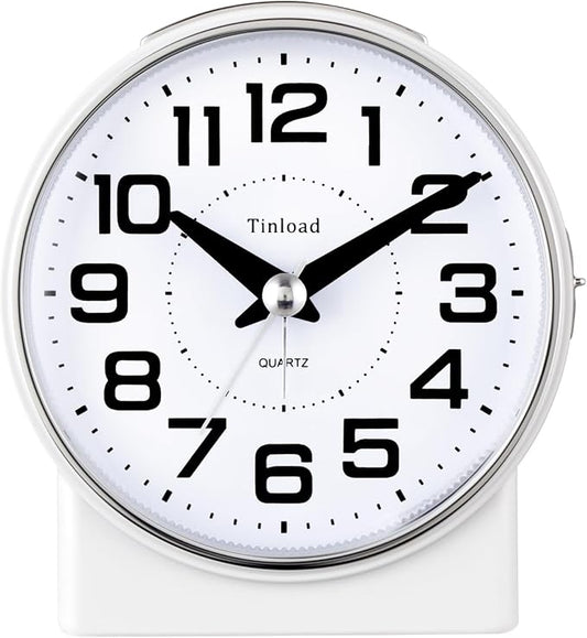 Tinload 4.3" No Ticking Analog Alarm Clock, Silent Readable by Tinload