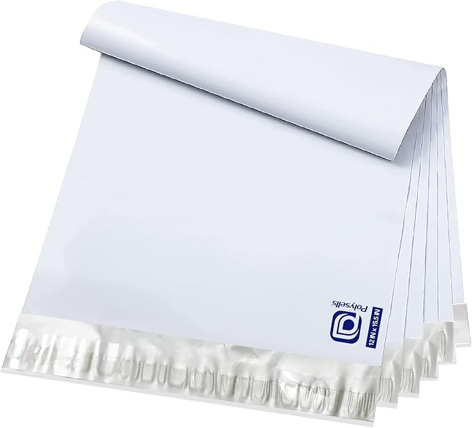 POLYSELLS 200 pcs 12x15.5 Inches White Poly Mailers Shipping Envelopes by POLYSELLS