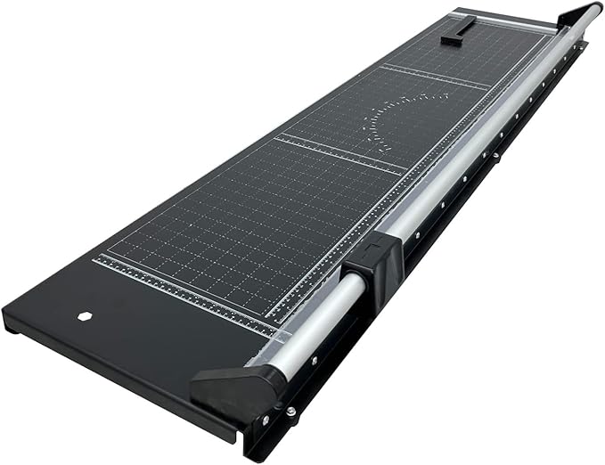 48'' Manual Rotary Paper Trimmer Cutter with an Angle Line Rolling Guillotine Paper Cutting Machine for Cutting Photo Paper, Film（Black）-DeskLoop Office