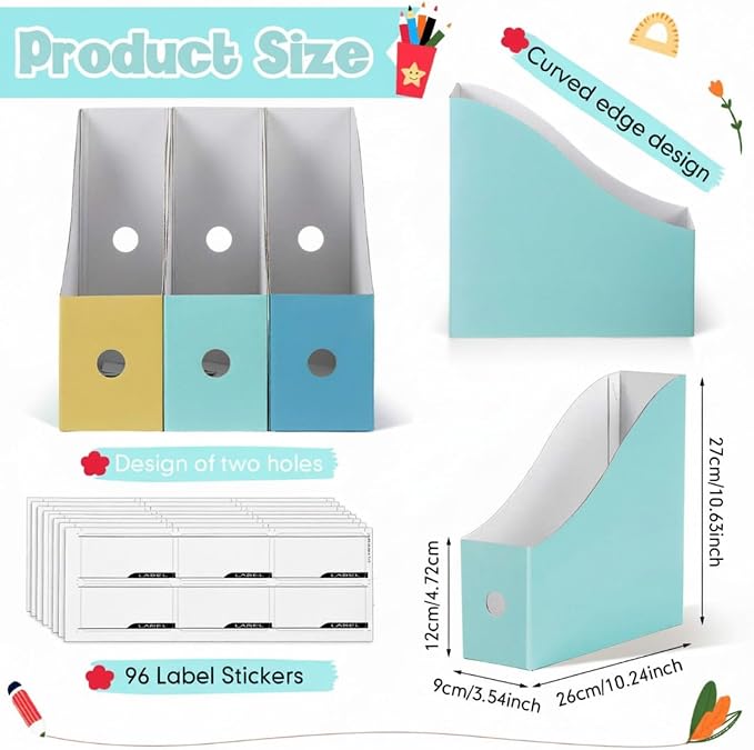 Colarr 48 Pcs Cardboard Magazine Holders 12 Colors Magazine Storage Box - Image 2