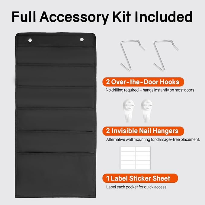 SUNEE 5 Pockets Hanging Wall File Organizer, Space Saver - Image 7