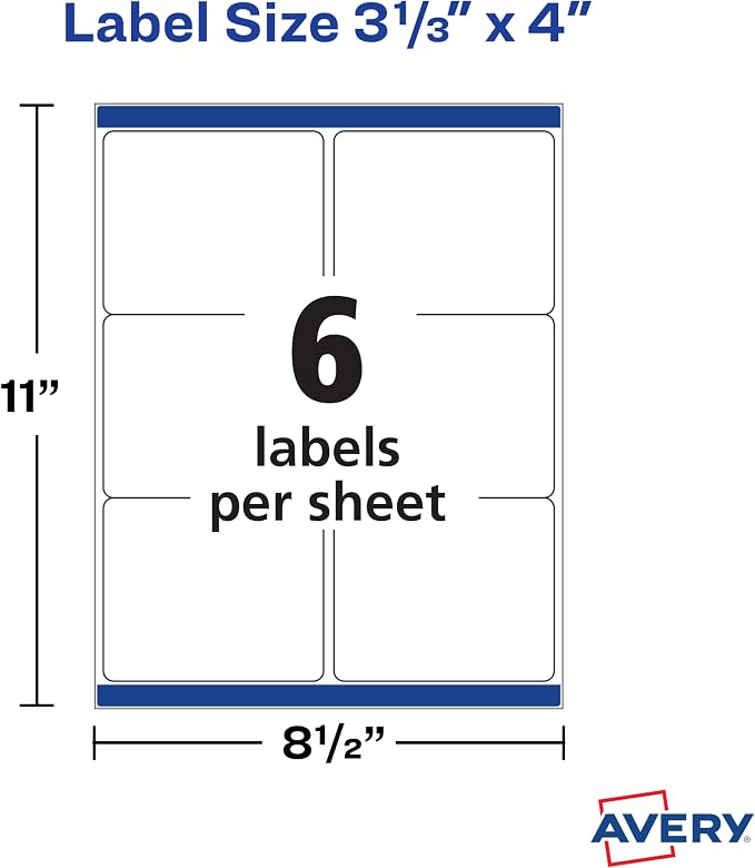 Avery Waterproof Labels with Ultrahold Permanent Adhesive, 3-1/3" x 4" - Image 7