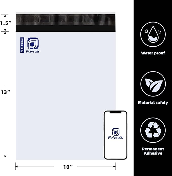POLYSELLS 1000 Pcs 10x13 Inch White Poly Mailers Shipping Envelopes, Strong - Image 2