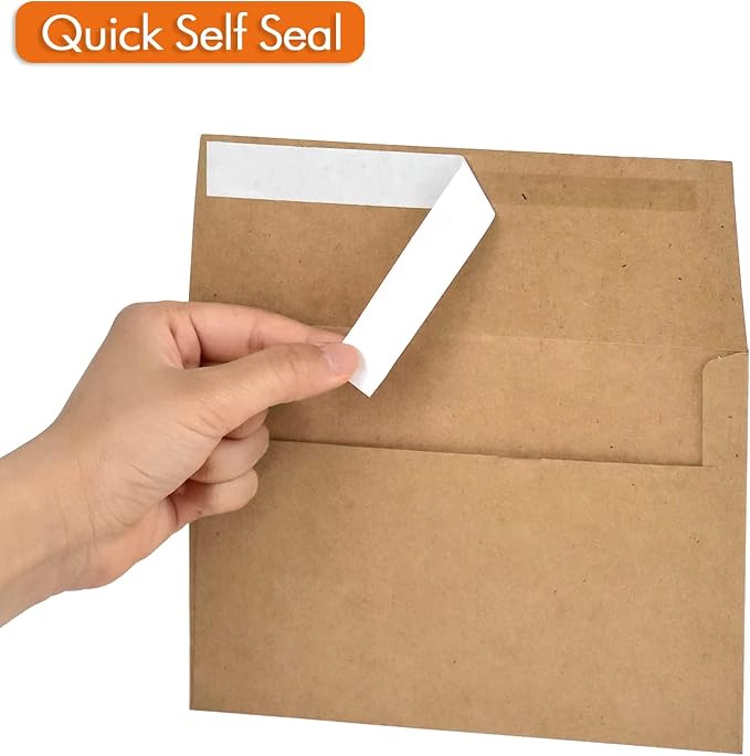 50 Pack 5x7 Envelopes for invitations Kraft Envelopes Quick Self Seal Perfect - Image 4