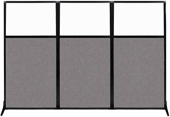 Versare Workstation Partition | Portable Wall Divider | Modern Office Cubicle | Free Standing Privacy Screen | Flexible Work Space | 99" x 70" W/Window, Slate Fabric Panels-DeskLoop Office