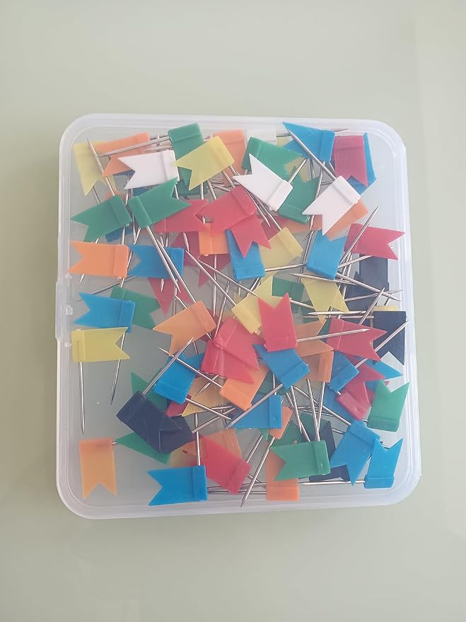 100PCS Map Flag Push Pins, Newlan Colorful Map Tacks Push Pins, Flag Tacks - Image 2