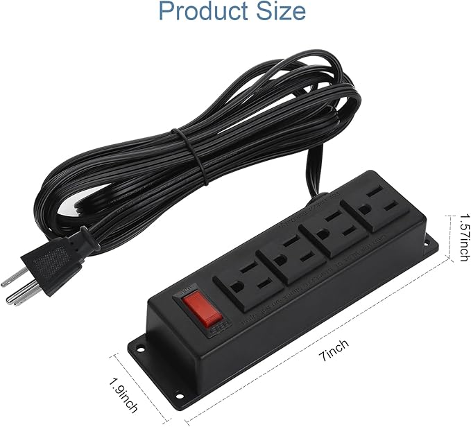 2Pack Wall Mount Power Outlet Strip, 4 Outlet Mountable Power Strip with Switch, Under Desk Power Strip Connect with 6ft Cord Mount Under Desk, Workbench, Nightstand, Dresser, Table.(Black)-DeskLoop Office