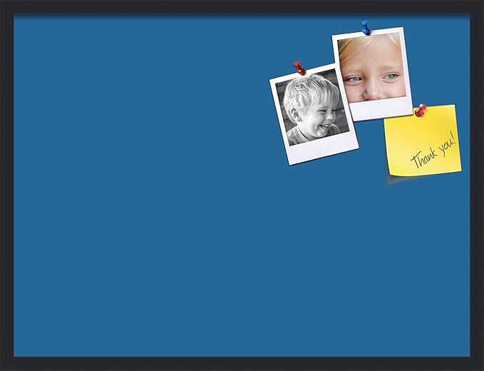 PinPix 32x24 Inch Cork Bulletin Board. This Decorative Framed Pin Board Comes with Navy Pastel Design and a Satin Black Frame. Ideal for Home Office Decor or Message Board (PinPix-1811)-DeskLoop Office