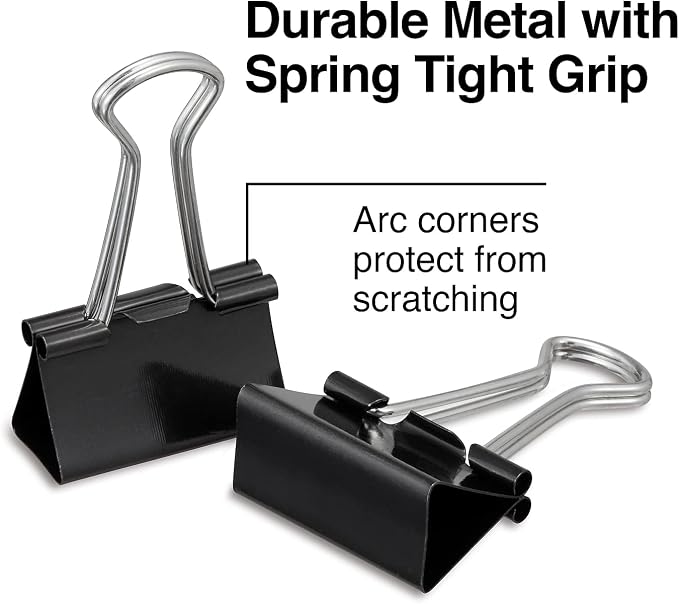 Staples Binder Clips, 60 Pack – Mixed Small & Medium Clips - Image 2