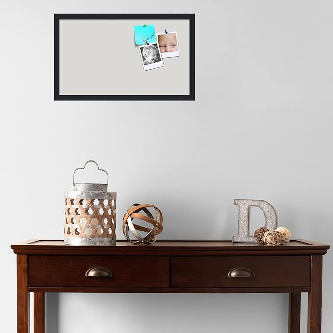 PinPix 24x14 Inch Cork Bulletin Board. This Decorative Framed Pin Board Comes with Light Stone Design and a Satin Black Frame. Ideal for Home Office Decor or Message Board (PinPix-1809)-DeskLoop Office