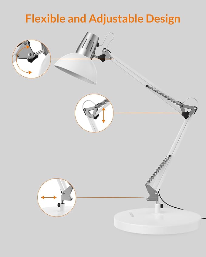 LEPOWER Metal Desk Lamp, Adjustable Goose Neck Architect Table Lamp - Image 7