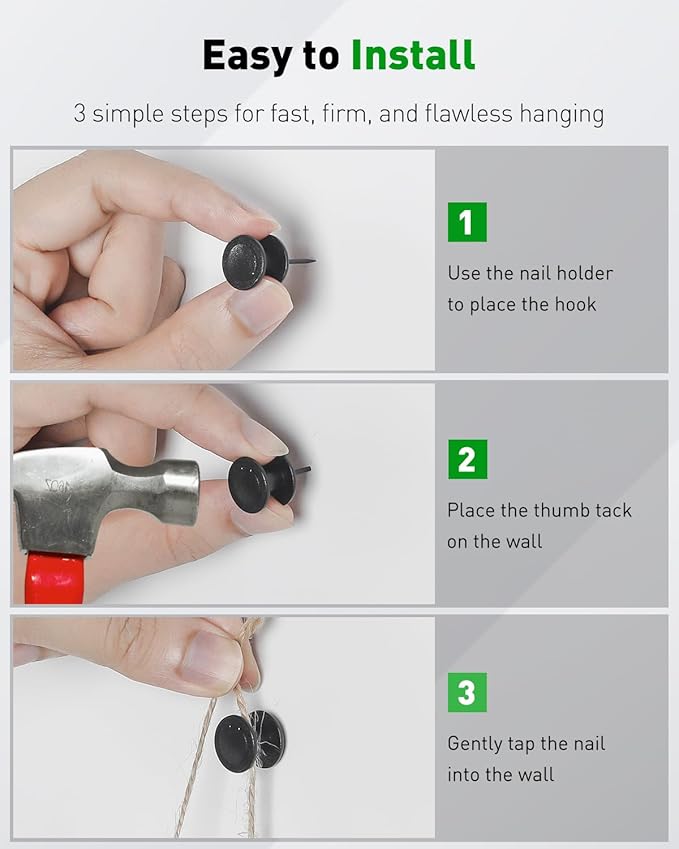 Uniclife 40 Pcs Thumb Tacks, Double Headed Picture Hangers 4 Size | Push pins - Image 5