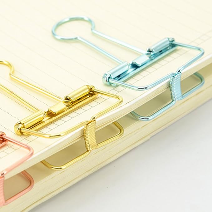 Color Hollow Out Paper Binder Clip Invoice Bill Clip Office Supplies Pack of 10 - Image 6