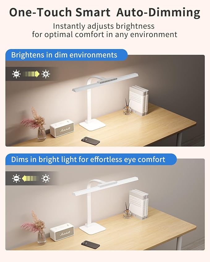 LED Desk Lamps for Home Office with Base, 24W Brightness Touch Control Desk Light, Adjustable Gooseneck Tall Office Lights for Drawing,Reading,Crafts,Gaming,Workbench,Architect,Study, White-DeskLoop Office