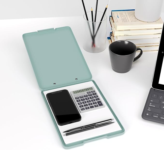 Piasoenc Small Clipboard with Storage, Clip Board with Pen Holder, Teal | A5 - Image 7