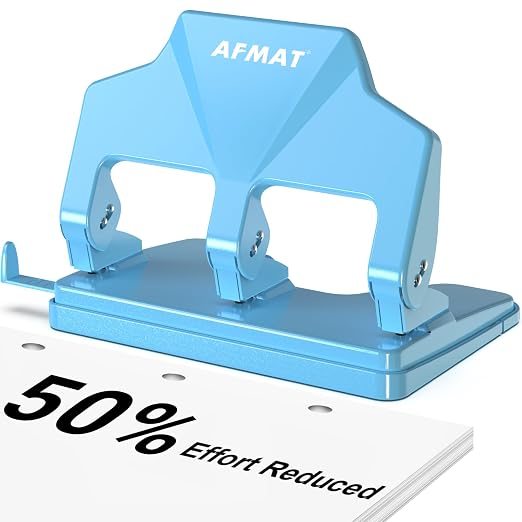 AFMAT 3 Hole Punch Heavy Duty, 40-Sheet Three Hole Punch, 50% Reduced Effort by AFMAT
