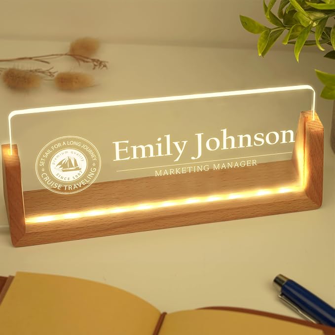 Custom Name Plate for Desk, Personalized Light Up Acrylic Desk Name Plate - Image 8