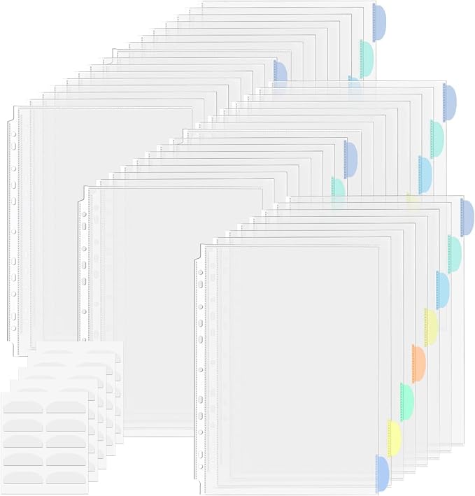 5 Set of 40 Pack A4 Plastic Sleeves Binder Index Dividers Pocket Dividers by Surcotto