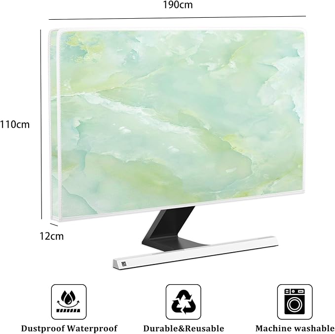 Baocicco Sage Green Marble Waterproof TV Dust Cover 80 Inch Anti-Static - Image 2