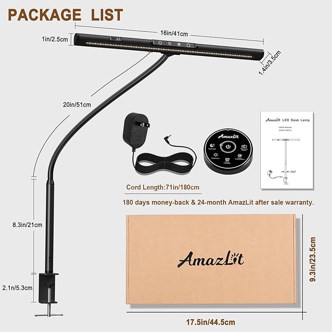 Desk Lamp for Home Office, Desk Light with Clamp, Office Lamp with Remote & Gesture Sensing, Monitor Light Bar, Adjustable Color Temperature & Brightness, 12W-DeskLoop Office