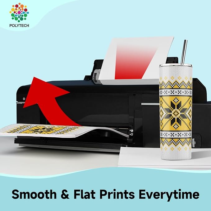Polytech Sublimation Paper, 8.5x11, 100 Sheets, Heat Transfer Paper for All Sublimiation Blanks, For All Sublimation Printer and Ink, For Tumblers, Magnet Blanks, Ceramic Ornaments, Light T-Shirt,125G-DeskLoop Office