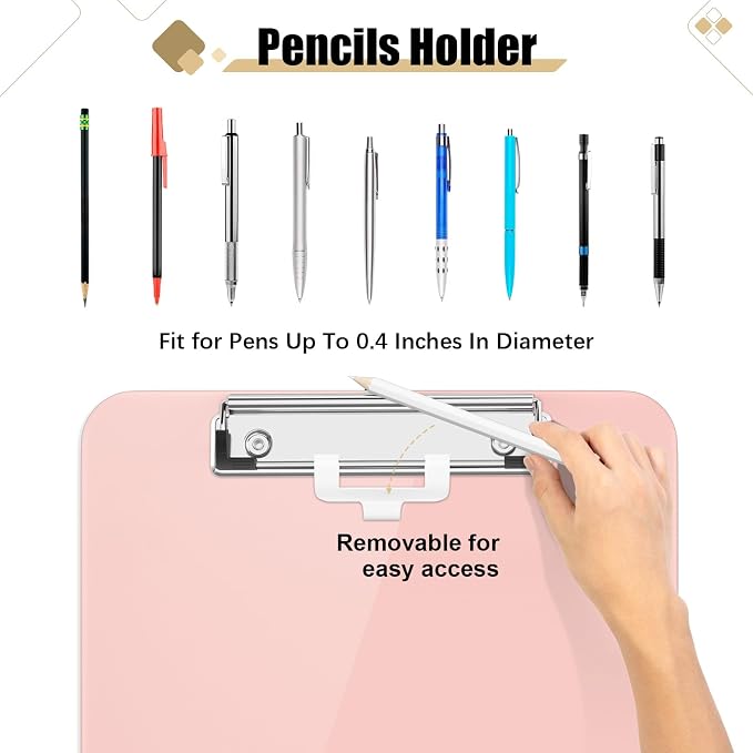 Hongri Plastic Clipboard with Pen Holder, Nurses and Women, Low Profile Clip - Image 2
