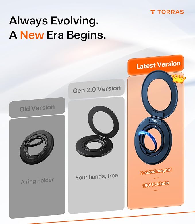 TORRAS 2025 Flagship Magnetic Phone Grip Ring Holder Kickstand Fit - Image 2