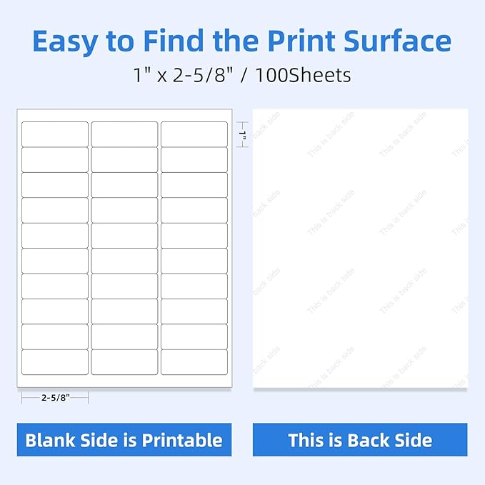 15000 30 Per Sheet Self Adhesive 1" x 2-5/8" Address Shipping Labels for Laser & Inkjet Printers - 500 Sheets, 30 Per Labels Per Page, 30 up Labels-DeskLoop Office