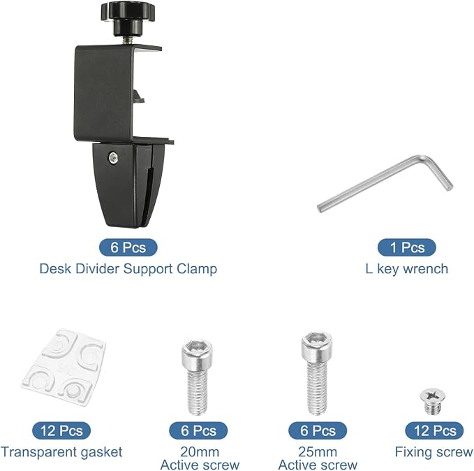 PATIKIL 6 Pcs 1/8" to 1/2" Adjustable Desk Divider Partition Clips, Aluminum - Image 3