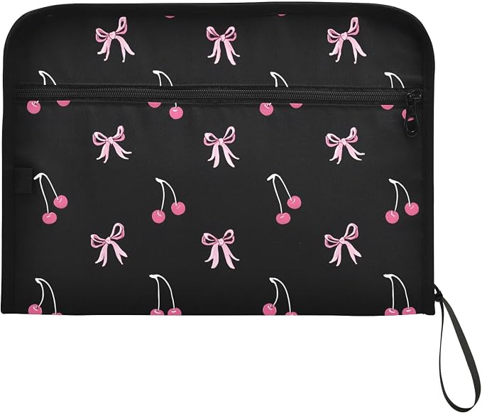 Expanding File Folder Black Pink Bow Cherry Accordion File Organizer 13 Pockets - Image 7