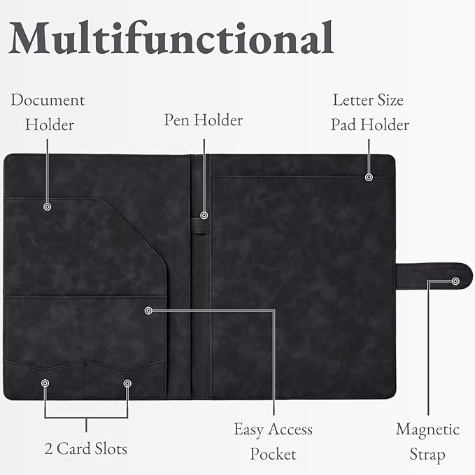 Mymazn Padfolio Portfolio Binder, Faux Leather Interview Resume Folder - Image 2