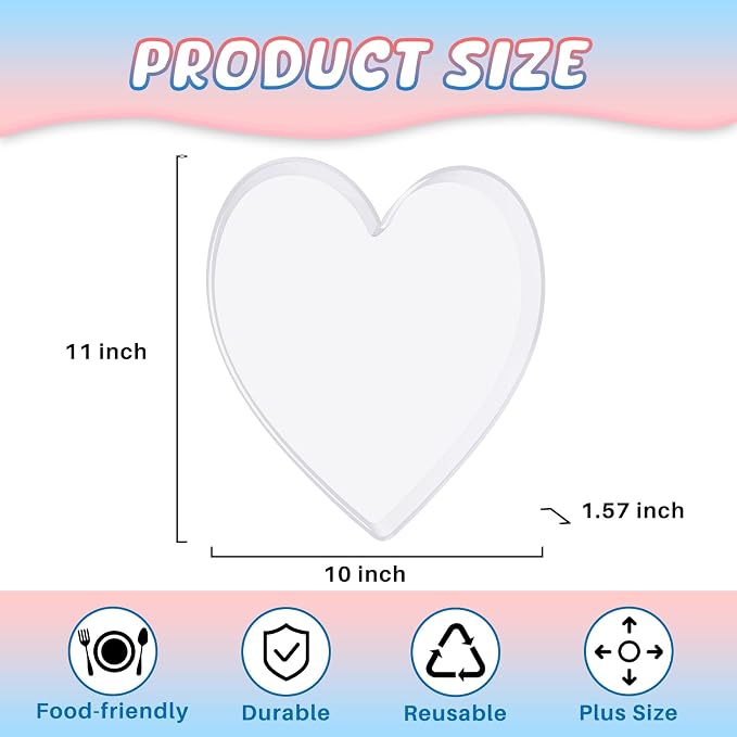 11" Acrylic Heart Shaped Charcuterie Board, Heart Plates - Image 2