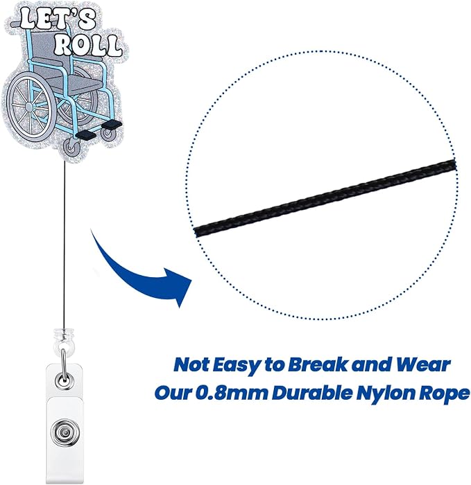 Let's Roll Funny Nurse Badge Reel, Cute Retractable ID Badge Holder - Image 5
