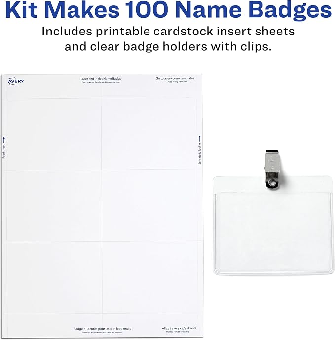 Avery Customizable Name Badges, Clip Style, 100 per Pack, 500 Total - Image 3