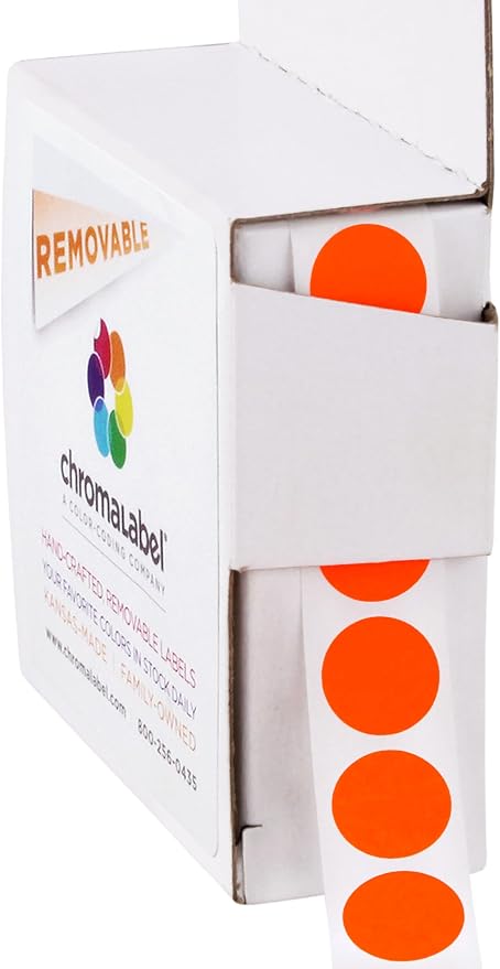 ChromaLabel 0.50 Inch Round Label Removable Color Code Dot Stickers, 1000 by ChromaLabel